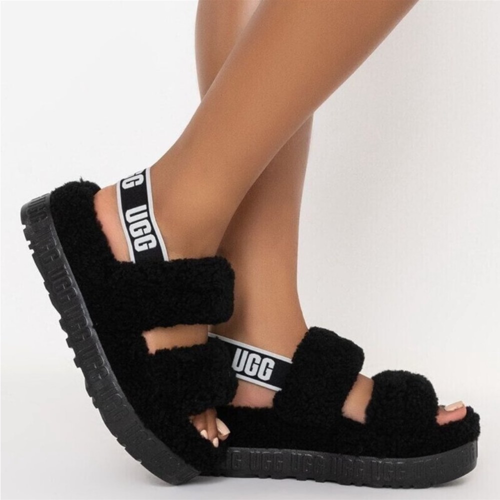 NWOB UGG double strap platform Sherpa sandals